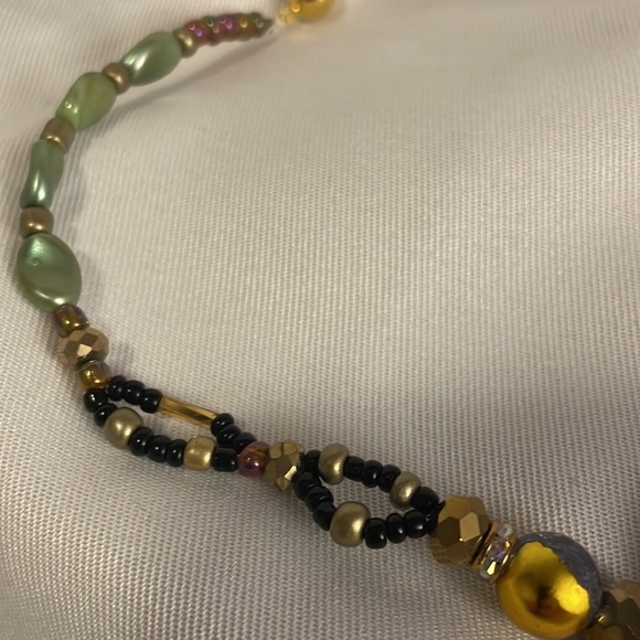Handmade Jewelry Beaded Boho Glam Choker Necklace w Upcycled & New Beads - Picture 3 of 8